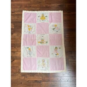 Vintage Linens - Patchwork Wall Hang / Quilt Topper - Days Of The Week in Pink